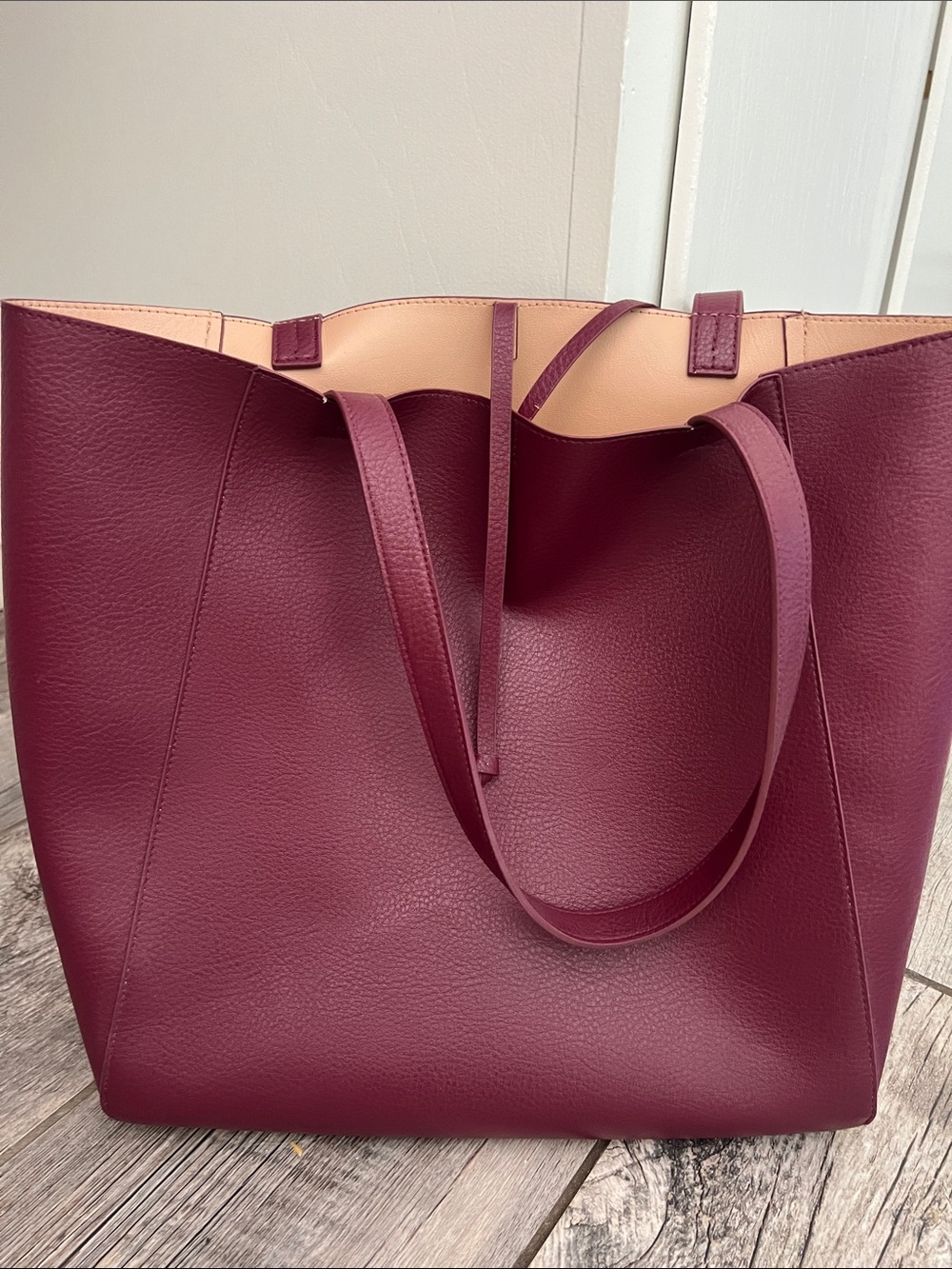 Everyday Reversible Tote Bag in Burgundy and Blush